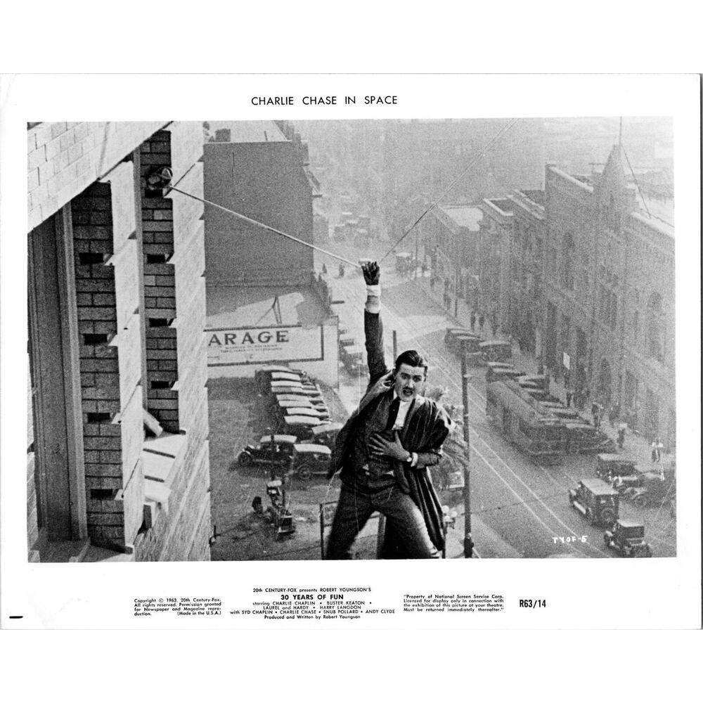 Studio Photo Charlie Chase In Space 30 Years of Fun 1963 Hanging From Cable City